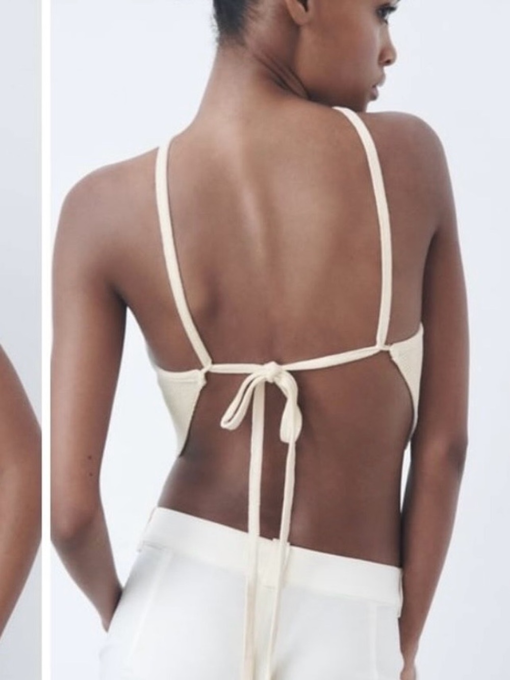 Zara Cream Asymmetric Tie-Back Camisole